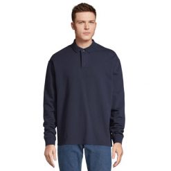 Bluza Polo Dla Dorosłych Unisex Heritage Neck. Niebieskie bluzy damskie SOL'S, s, bez wzorów, bez kaptura. Za 187.99 zł.