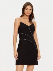Guess Sukienka koktajlowa W5RK52 KCML0 Czarny Slim Fit. Czarne sukienki damskie Guess, z aplikacjami, z syntetyku, wizytowe, bez ramiączek. Za 499.99 zł.