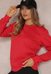 Czerwona Bluza Diyo. Czerwone bluzy damskie Renee, na jesień, l, bez wzorów, z jeansu, bez kaptura. Za 39.99 zł.
