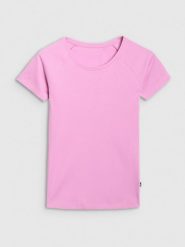 4F T-shirt regular z prążkowanej dzianiny damski - różowy XL. Czerwone t-shirty damskie 4F, xl, bez wzorów, z bawełny, bez kołnierzyka. W wyprzedaży za 39.99 zł.