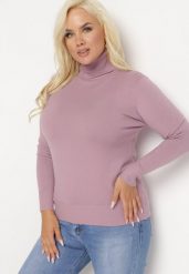 Różowy Sweter z Golfem Sazerna w Składzie Wiskoza i Modal. Czerwone golfy damskie Born2be, l, z dzianiny, bez kołnierzyka. Za 59.99 zł.