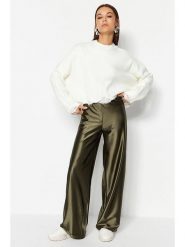 Trendyol Spodnie w kolorze khaki rozmiar: XS. Brązowe spodnie materiałowe damskie Trendyol, bez wzorów, z materiału. Za 56.93 zł.