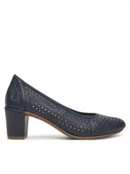 Rieker Czółenka CEO-41057-14 Granatowy. Niebieskie czółenka damskie Rieker, bez wzorów, z materiału, bez obcasa. Za 289.99 zł.