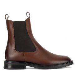 Sztyblety GINO ROSSI. Brązowe botki damskie Gino Rossi, bez obcasa, na płaskiej podeszwie, bez zapięcia. Za 299.99 zł.