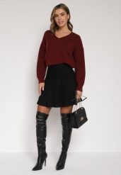 Czarna Plisowana Spódnica z Wiskozą z Wysokim Stanem Nesadoe. Czarne spódnice damskie Born2be, do pracy, m, bez wzorów, z koronki, biznesowe, mini. Za 89.99 zł.