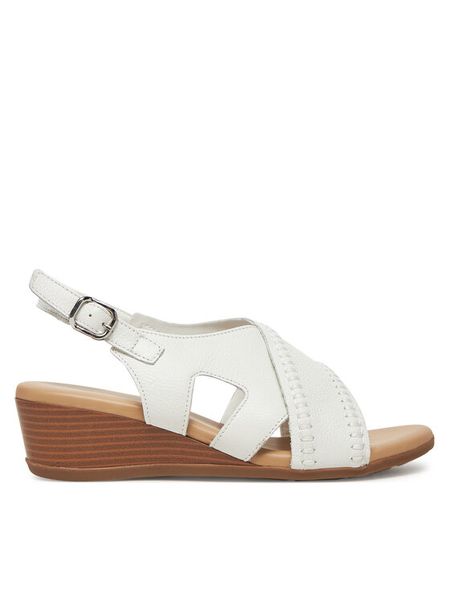 Lasocki Sandały WB-ELIA-03 Biały. Białe sandały damskie Lasocki, bez wzorów, ze skóry, bez obcasa, na koturnie, bez zapięcia. Za 169.99 zł.