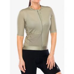 Koszulka kolarska damska Odlo Explorer Pro T-Shirt S/U Collar S/S Full Zip. Zielone koszulki damskie ODLO, s, bez wzorów, bez kołnierzyka, bez ramiączek. Za 508.99 zł.