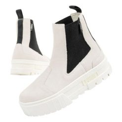 Buty Puma Mayze Chelsea Suede 382829 02 beżowe beżowy. Brązowe botki damskie z gumy, bez obcasa, bez zapięcia. Za 466.73 zł.