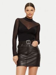 Morgan Bluzka 242-TIMARA Czarny Slim Fit. Czarne bluzki damskie Morgan, s, bez wzorów, z syntetyku, bez kołnierzyka, bez ramiączek. Za 159.99 zł.