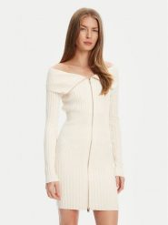 Guess Sukienka dzianinowa W5YK28 Z30I2 Écru Slim Fit. Sukienki damskie Guess, z aplikacjami, z dzianiny, bez ramiączek. Za 619.99 zł.