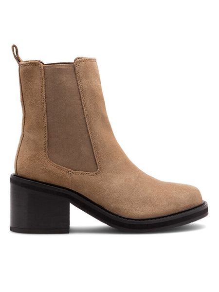 Sergio Bardi Botki KAP-C1048-01SB Beżowy. Brązowe botki damskie Sergio Bardi, ze skóry, bez obcasa, na słupku, bez zapięcia. Za 279.99 zł.