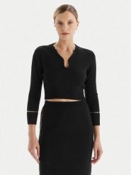 Simona Corsellini Sweter A25CPMGE0601 Czarny Slim Fit. Czarne swetry klasyczne damskie SIMONA CORSELLINI, l, z wiskozy, bez kołnierzyka. Za 929.99 zł.