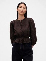 GAP Bluzka w kolorze brązowym rozmiar: L. Brązowe bluzki damskie GAP, l, bez wzorów, z bawełny, bez kołnierzyka, bez ramiączek. Za 157.73 zł.