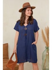 Curvy Lady Sukienka w kolorze granatowym rozmiar: 48/50. Niebieskie sukienki damskie Curvy Lady, z aplikacjami, z wiskozy, klasyczne, bez ramiączek. Za 97.05 zł.