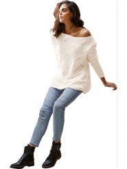 Heine Sweter w kolorze kremowym rozmiar: 48. Brązowe swetry klasyczne damskie Heine, z bawełny, bez kołnierzyka. Za 61.02 zł.