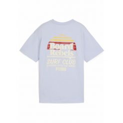 Młodzieżowa koszulka Mid 90s z grafiką PUMA Cool Weather Blue. Niebieskia bluzki damskie Puma, m, bez wzorów, z gumy, bez kołnierzyka, bez ramiączek. W wyprzedaży za 89.00 zł.