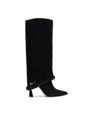KARL LAGERFELD Kozaki Debutante KL32082 Czarny. Czarne kozaki damskie KARL LAGERFELD, ze skóry, bez obcasa, na słupku, bez zapięcia. Za 1,319.00 zł.