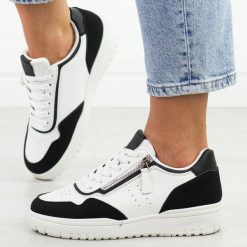 Biało czarne sportowe buty damskie McBraun 23233. Białe obuwie sportowe casual damskie McBraun, ze skóry, na fitness i siłownię. Za 99.00 zł.