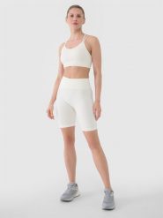 4F Legginsy kolarki bezszwowe treningowe damskie - białe XS/S. Białe legginsy damskie 4F, l, bez wzorów, z dzianiny. W wyprzedaży za 79.99 zł.