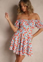 Niebieska Sukienka Rozkloszowana z Bawełną w Wisienki Lunasella. Niebieskie sukienki damskie Renee, bez wzorów, z bawełny, eleganckie, bez ramiączek. W wyprzedaży za 55.99 zł.