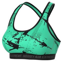 Stanik sportowy fitness siłownia MMA EXTREME HOBBY NEO. Zielone biustonosze sportowe damskie EXTREME HOBBY, bez wzorów, z elastanu. Za 139.00 zł.