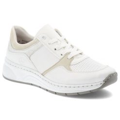 Białe Sneakersy Rieker Sportowe Obuwie Damskie. Białe obuwie sportowe casual damskie Rieker, z jeansu. Za 359.00 zł.