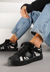 Czarne Sneakersy Ozdobione Geometrycznym Wzorem Seldisa. Czarne obuwie sportowe damskie Born2be, z jeansu, bez zapięcia. Za 84.99 zł.