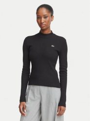Lacoste Bluzka TF3164 Czarny Slim Fit. Czarne bluzki damskie Lacoste, bez wzorów, z bawełny, bez kołnierzyka, bez ramiączek. Za 419.99 zł.
