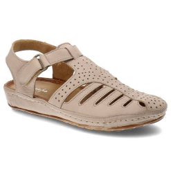 Beżowe Sandały Maciejka Skórzane Buty Damskie. Brązowe sandały damskie Maciejka, bez wzorów, ze skóry, bez obcasa, bez zapięcia. Za 349.00 zł.