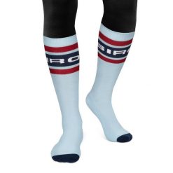 Skarpety narciarskie retro Siroko Albulapass Light Blue. Niebieskie skarpetki damskie SIROKO, bez wzorów. Za 63.00 zł.