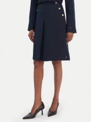 Tommy Hilfiger Spódnica trapezowa WW0WW49474 Granatowy Regular Fit. Niebieskie spódnice damskie Tommy Hilfiger, bez wzorów, z syntetyku. Za 659.99 zł.