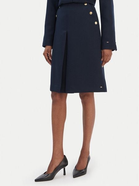 Tommy Hilfiger Spódnica trapezowa WW0WW49474 Granatowy Regular Fit. Niebieskie spódnice damskie Tommy Hilfiger, bez wzorów, z syntetyku. Za 659.99 zł.