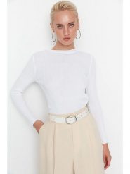 Trendyol Sweter w kolorze kremowym rozmiar: L. Brązowe swetry klasyczne damskie Trendyol, l, prążkowane, bez kołnierzyka. Za 69.91 zł.