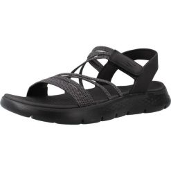 Sandały SKECHERS GO WALK FLEX Czarny. Czarne sandały damskie Skechers, bez wzorów, z materiału, bez obcasa, bez zapięcia. Za 222.99 zł.