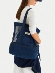 Guess Jeans Torebka CWBEO-GUESS-M-004-09 Granatowy. Niebieskie shopper bag Guess Jeans, z jeansu, bez dodatków. Za 189.99 zł.