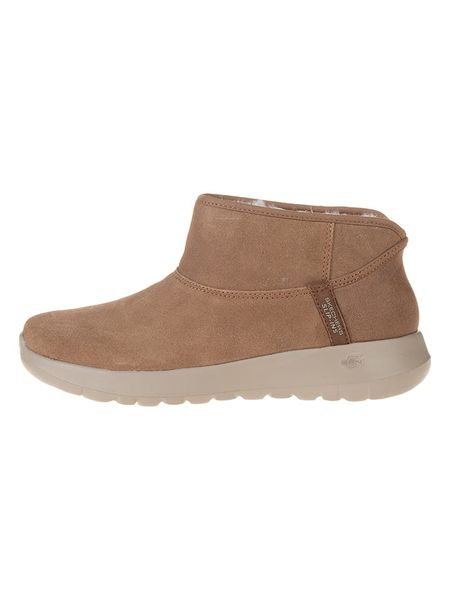 Skechers Skórzane botki "On the Go Joy" w kolorze jasnobrązowym rozmiar: 39. Brązowe botki damskie Skechers, z materiału, bez obcasa, bez zapięcia. Za 284.82 zł.