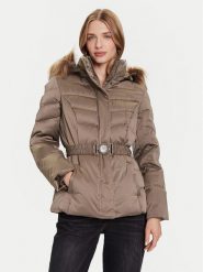Guess Kurtka puchowa W5BL31 W2802 Beżowy Regular Fit. Brązowe kurtki damskie Guess, xxl, z aplikacjami, z puchu, bez kaptura. Za 969.99 zł.