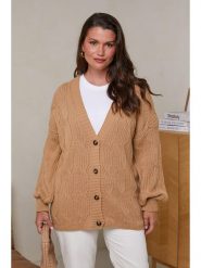 Curvy Lady Kardigan w kolorze jasnobrązowym rozmiar: 44/46. Brązowe kardigany damskie Curvy Lady, bez wzorów, ze splotem. Za 92.21 zł.