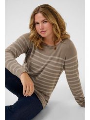 KAFFE curve Sweter "Linia" w kolorze szarobrązowym rozmiar: L. Brązowe swetry klasyczne damskie KAFFE curve, l, bez kołnierzyka. Za 82.99 zł.