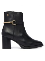Tommy Hilfiger Botki TH Stud Heel Riding Ankle Boot FW0FW09552 Czarny. Czarne botki damskie Tommy Hilfiger, ze skóry, bez obcasa, na słupku, bez zapięcia. Za 849.99 zł.