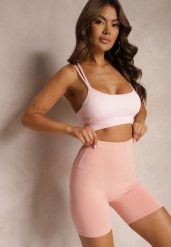 Różowe Szorty Kolarki High Waist z Efektem Push Up Pielara. Czerwone szorty damskie Renee, bez wzorów, z podwyższonym stanem. Za 39.99 zł.