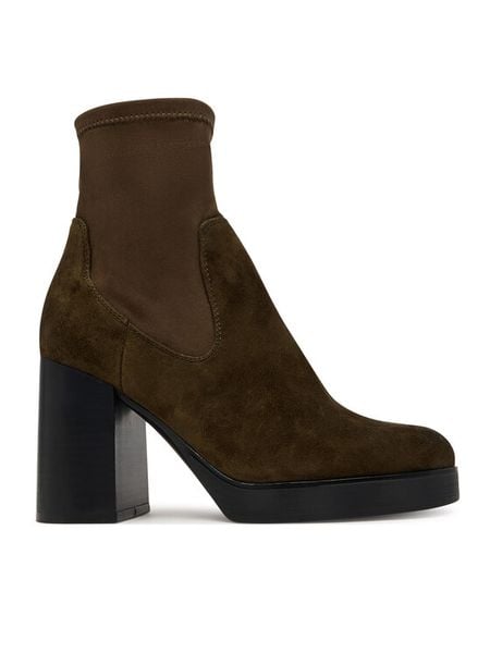 Aldo Botki Seraphica 14116582 Brązowy. Brązowe botki damskie ALDO, ze skóry, bez obcasa, na słupku, bez zapięcia. Za 619.99 zł.