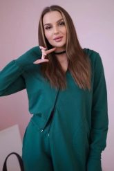 Komplet dresowy bluza z dłuższym bokiem ciemny zielony. Zielone bluzy damskie KESI, l, bez wzorów, z bawełny, bez kaptura. Za 334.56 zł.