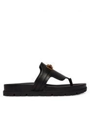 Guess Japonki FLJFRR LEA03 Czarny. Czarne klapki damskie Guess, z aplikacjami, ze skóry, bez obcasa, bez zapięcia. Za 549.99 zł.