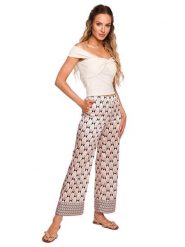 Made of emotion Spodnie w kolorze beżowo-czarnym rozmiar: S. Brązowe spodnie materiałowe damskie Made Of Emotion, bez wzorów, z materiału. Za 149.95 zł.