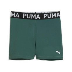 Szorty damskie Puma Strong 3". Zielone spodenki sportowe damskie Puma, s, bez wzorów, ze skóry, do biegania. Za 155.50 zł.