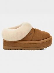 UGG Skórzane kapcie "Tazzlita" w kolorze jasnobrązowym rozmiar: 38. Brązowe kapcie damskie Ugg, ze skóry. Za 430.46 zł.