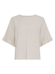 MOSS COPENHAGEN Bluzka w kolorze beżowym rozmiar: S/M. Brązowe bluzki damskie Moss Copenhagen, m, bez wzorów, bez kołnierzyka, bez ramiączek. Za 169.95 zł.