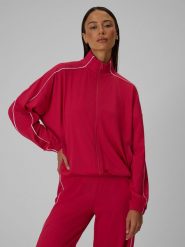 4F Bluza dresowa loose bez kaptura damska - czerwona XL. Czerwone kardigany damskie 4F, l, bez wzorów, z dresówki. Za 179.99 zł.
