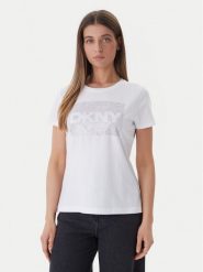 DKNY T-Shirt DJ6T1701 Biały Regular Fit. Białe t-shirty damskie DKNY, xl, bez wzorów, z bawełny, bez kołnierzyka. Za 219.99 zł.